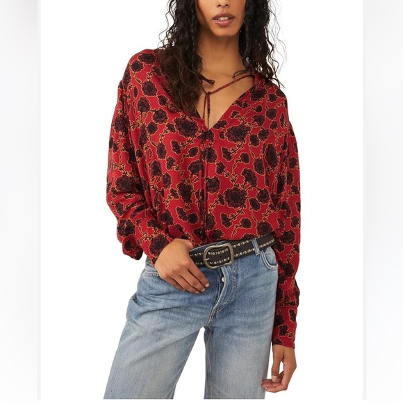 Free People Mia Tunic floral oversized small - Picture 2 of 12